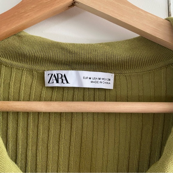 Zara collared green crop long sleeve tee - Picture 4 of 5